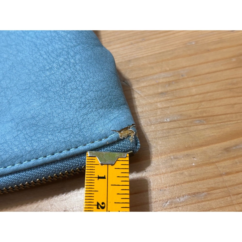 Urban Expressions Blue Vegan Leather Kiss Lock Floral Lined Clutch Wallet Pouch - Picture 6 of 8